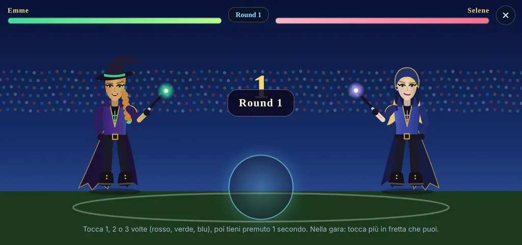 Schermata reale del duello nell'app